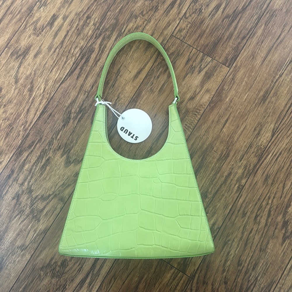 STAUD Rey Croc Embossed Leather Shoulder Bag NWT - Picture 4 of 7